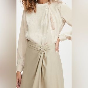 Vince Drape Neck Tassel Blouse